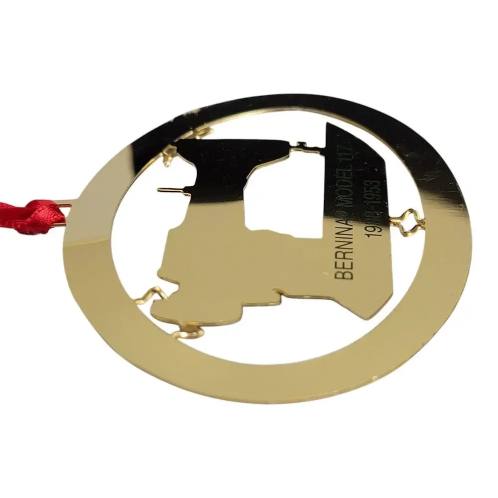 Vintage 2001 Bernina Model 117 Sewing Machine Gold Metal Christmas Ornament